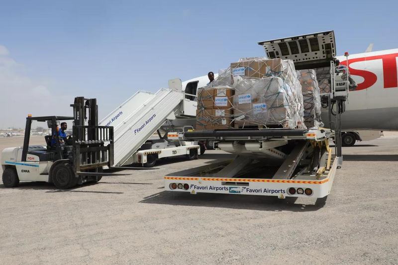 Customs cargo inspection at Aden Adde Airport
