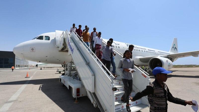 Passengers arriving at Aden Adde Airport